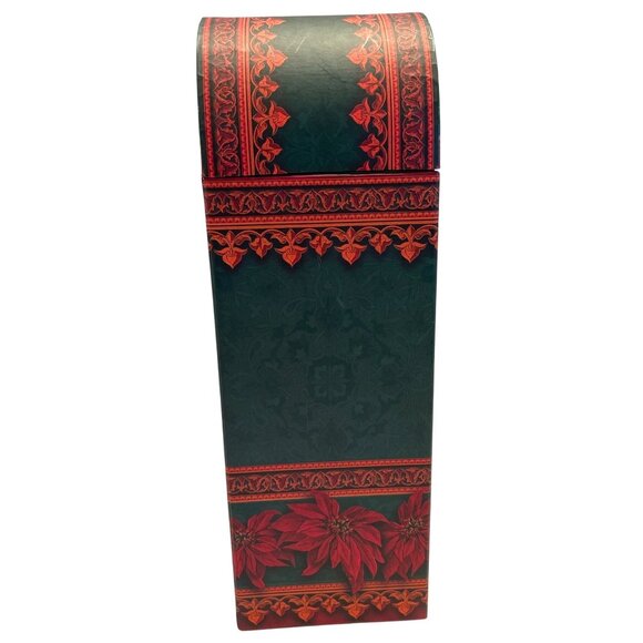 Wine Bottle Storage Gift Box Red Green Poinsettia Flower Christmas Holiday - Picture 2 of 15